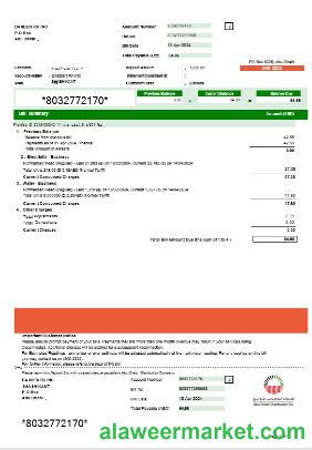 UAE ABU DHABI DISTRIBUTION 7 CO. business utility bill Word and PDF template, version 2